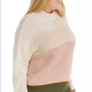 Plus Size 2X High Neck Rose Color Block Sweater, NWT